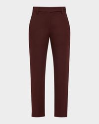 Cotton Twill Slim-Leg Ankle Pants