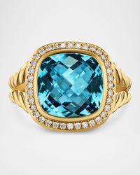 Albion Ring with Gemstones and Diamonds in 18K Gold, 11mm