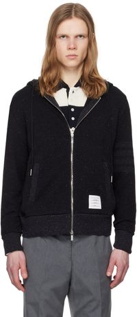 Thom Browne Pull à capuche noir à quatre rayures