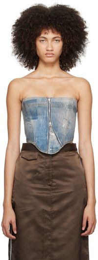 OPEN YY Blue Jean Effect Denim Corset