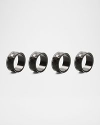 Black Check Napkin Ring, Set of 4