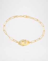 Yellow Gold Menottes R10 Medium One-Side Diamond Bracelet