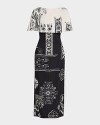 Colorblock Cape Column Midi Dress