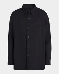 Men's Wool Crepe Oversized Sport Shirt
