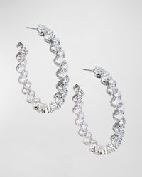 Cubic Zirconia Alternating Hoop Earrings