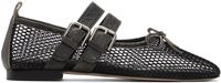 OPEN YY Black Mesh Buckle Ballerina Flats