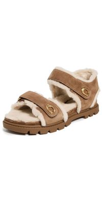 Coach Brynn Shearling Sandals Coconut/Natural 11
