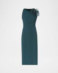 3D Anemone Flower Silk Crepe Sheath Dress