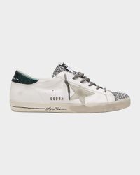 Superstar Mixed Leather Script Low-Top Sneakers