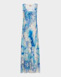 Makani Floral-Embroidered Mesh Midi Dress