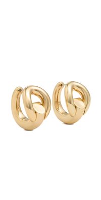 Tory Burch Pierced Hoop Earrings Light Brass One Size