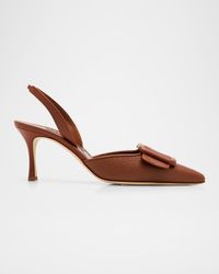 70mm Mayslibi Embossed Leather Slingback Pumps