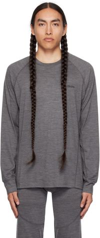 ZEGNA Gray Embroidered Long Sleeve T-Shirt