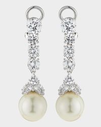 6 TCW CZ & Simulated Pearl Long Drop Earrings