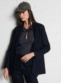 Pomandere - Veste de costume col tailleur en laine mélangée - Taille 42 - Bleu