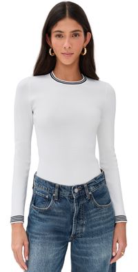 LE BOP Ringer Long Sleeve Bodysuit Black & White M