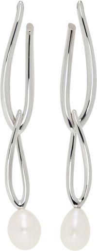 Sarah Madeleine Bru Silver Arum Small Pearl Earrings