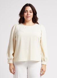 Vero Moda Curve - Blouse col rond à manches bouffantes - Taille 50 - Beige
