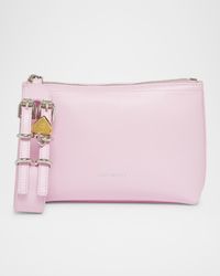 Voyou Small Pouch Bag in Leather with Buckle and Heart Lock Wristlet
