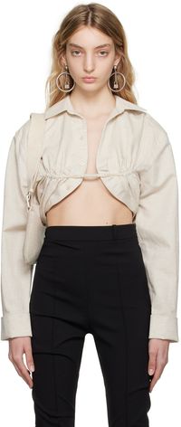 JACQUEMUS Beige Le Raphia 'La Chemise Machou' Shirt
