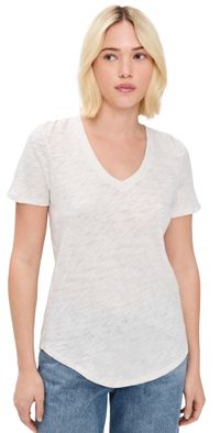 ATM Anthony Thomas Melillo Slub Jersey Classic V Neck Tee Seashell/Silver S