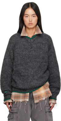 ERL Gray Pilling Overwashed Sweater