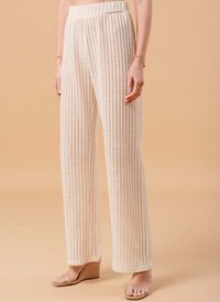 Grace Et Mila - Pantalon évasé ajouré en coton stretch - Taille L - Beige