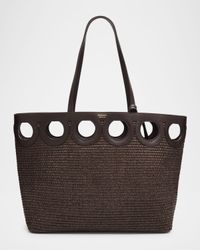 Gancio Cutout Raffia Tote Bag