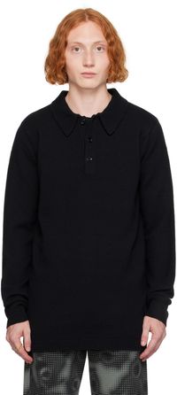 Dries Van Noten Black Virgin Wool Polo