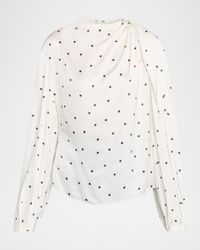 Blaire Polka-Dot Satin Blouse