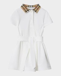 Girl's Astrid Check Polo Shirtdress, Size 6M-2T