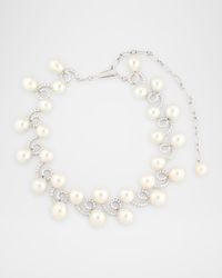 18K White Gold South Sea Pearl Necklace with Diamonds, 18"L