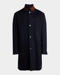 Men's Martingala Cashmere Overcoat with Inset Zip
