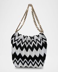 Chevron Drawstring Chain Shoulder Bag