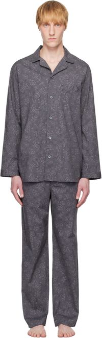 SKIMS SSENSE Exclusive Gray Cotton Poplin Sleep Pyjama Set
