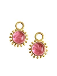 Women's Venetian Glass Intaglio Pink 'Cabochon Tiny Griffin' Earring Charms - Pink Gold