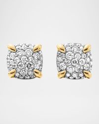 Chatelaine Stud Earrings in 18K Yellow Gold with Full Pave Diamonds, 7mm