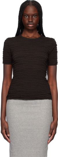 Jil Sander Brown Short Sleeve Embroidered T-shirt