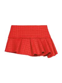 Women's Asymmetrical Tweed Miniskirt - Red - Size 10