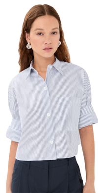 TWP Next Ex Button Down Shirt White/Midnight M/L