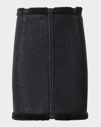 Denim Mini Skirt with Faux Fur Bonding