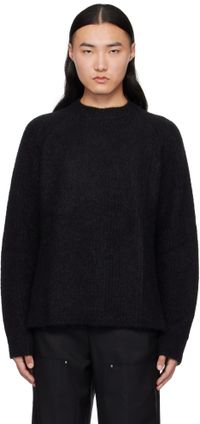 DEVOA Pull noir en tricot d'alpaga