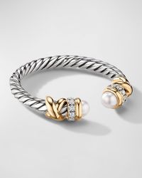 Petite Helena Ring with Pearls and Diamonds in Silver and 18K Gold, 2.5mm