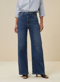 By Bar - Jean ample taille haute en coton mélangé - Taille L - Bleu