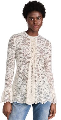 rabanne Pleated Lace Top Ivory 40