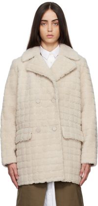 Yves Salomon Off-White Check Coat