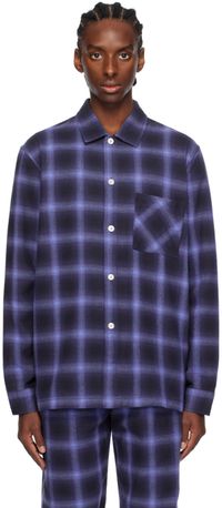 Tekla Chemise de pyjama bleu marine à carreaux