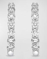 18k White Gold Tiny Diamond Huggie Hoop Earrings, 0.51tcw