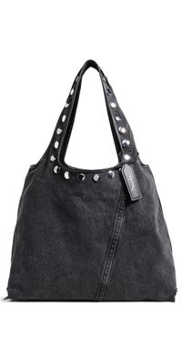 3.1 Phillip Lim Washed Denim Market Tote With Studs Washed Blk One Size