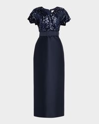 Merlene Sequin & Stretch Mikado Column Gown